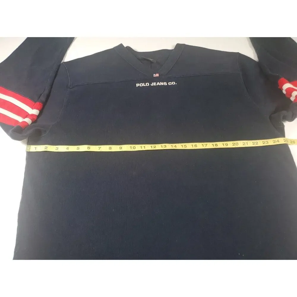 Vintage Polo Ralph Lauren Rugby Jersey Sweater Men’s XL V-Neck #67 Arm Patches